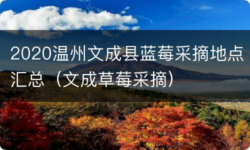 2020温州文成县蓝莓采摘地点汇总（文成草莓采摘）