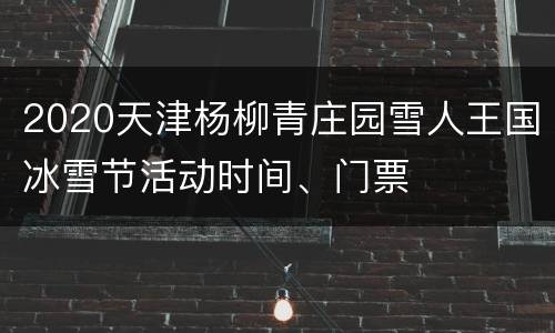 2020天津杨柳青庄园雪人王国冰雪节活动时间、门票