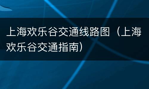 上海欢乐谷交通线路图（上海欢乐谷交通指南）