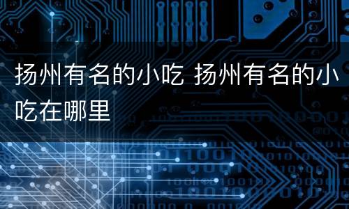 扬州有名的小吃 扬州有名的小吃在哪里