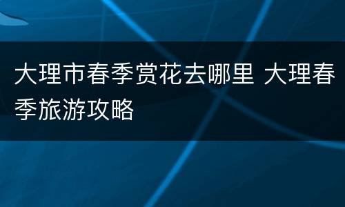 大理市春季赏花去哪里 大理春季旅游攻略