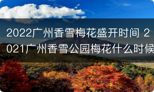 2022广州香雪梅花盛开时间 2021广州香雪公园梅花什么时候开