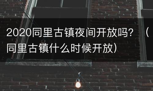 2020同里古镇夜间开放吗？（同里古镇什么时候开放）