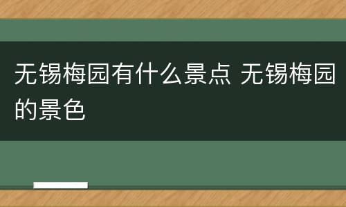 无锡梅园有什么景点 无锡梅园的景色