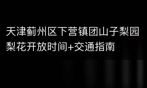 天津蓟州区下营镇团山子梨园梨花开放时间+交通指南