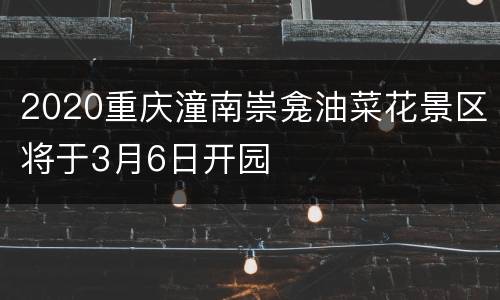 2020重庆潼南崇龛油菜花景区将于3月6日开园
