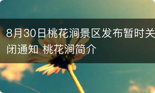 8月30日桃花涧景区发布暂时关闭通知 桃花涧简介
