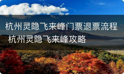 杭州灵隐飞来峰门票退票流程 杭州灵隐飞来峰攻略