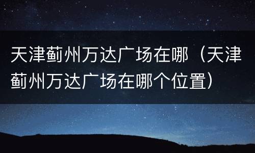 天津蓟州万达广场在哪（天津蓟州万达广场在哪个位置）