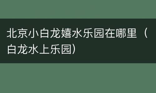 北京小白龙嬉水乐园在哪里（白龙水上乐园）