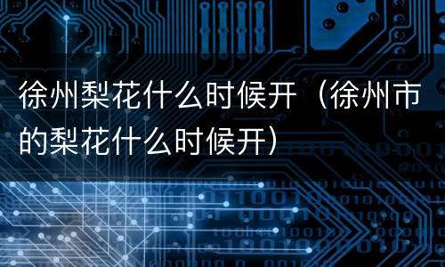 徐州梨花什么时候开（徐州市的梨花什么时候开）