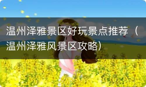 温州泽雅景区好玩景点推荐（温州泽雅风景区攻略）