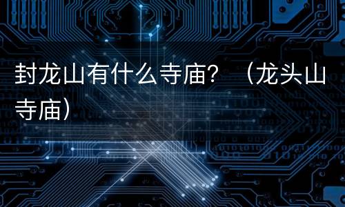 封龙山有什么寺庙？（龙头山寺庙）