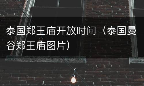 泰国郑王庙开放时间（泰国曼谷郑王庙图片）