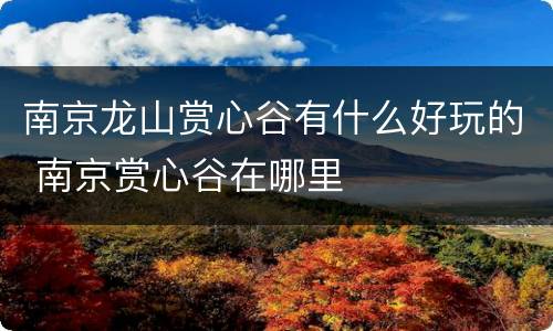 南京龙山赏心谷有什么好玩的 南京赏心谷在哪里