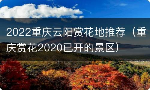 2022重庆云阳赏花地推荐（重庆赏花2020已开的景区）