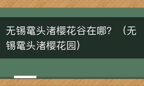 无锡鼋头渚樱花谷在哪？（无锡鼋头渚樱花园）