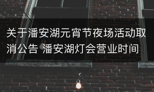 关于潘安湖元宵节夜场活动取消公告 潘安湖灯会营业时间