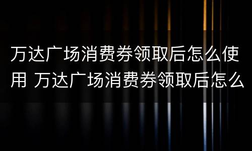 万达广场消费券领取后怎么使用 万达广场消费券领取后怎么使用啊