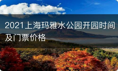 2021上海玛雅水公园开园时间及门票价格