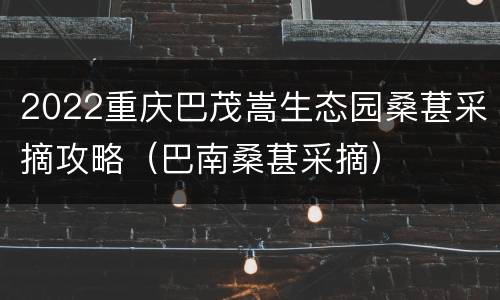 2022重庆巴茂嵩生态园桑葚采摘攻略（巴南桑葚采摘）