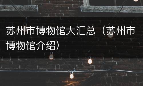 苏州市博物馆大汇总（苏州市博物馆介绍）