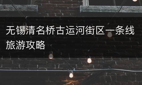 无锡清名桥古运河街区一条线旅游攻略