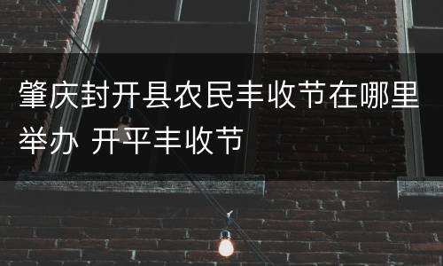 肇庆封开县农民丰收节在哪里举办 开平丰收节