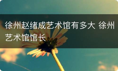 徐州赵绪成艺术馆有多大 徐州艺术馆馆长