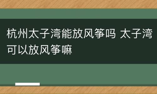 杭州太子湾能放风筝吗 太子湾可以放风筝嘛