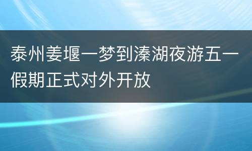 泰州姜堰一梦到溱湖夜游五一假期正式对外开放
