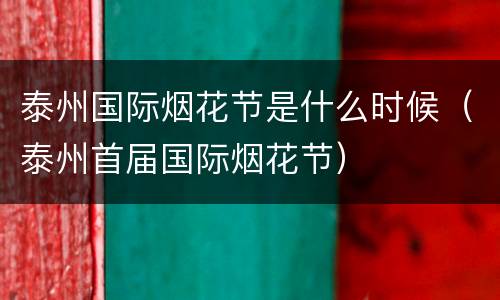 泰州国际烟花节是什么时候（泰州首届国际烟花节）