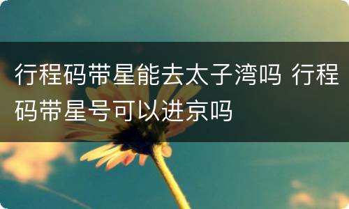 行程码带星能去太子湾吗 行程码带星号可以进京吗