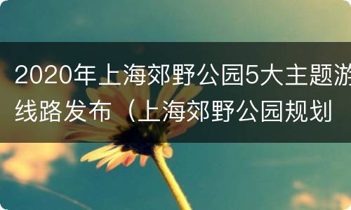 2020年上海郊野公园5大主题游线路发布（上海郊野公园规划图）