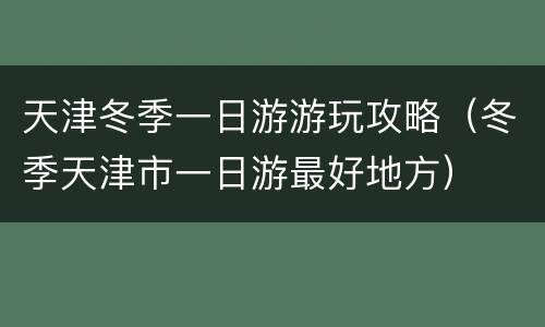 天津冬季一日游游玩攻略（冬季天津市一日游最好地方）