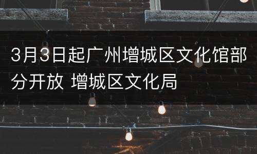 3月3日起广州增城区文化馆部分开放 增城区文化局
