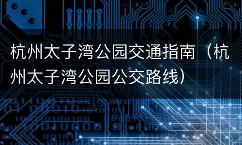 杭州太子湾公园交通指南（杭州太子湾公园公交路线）