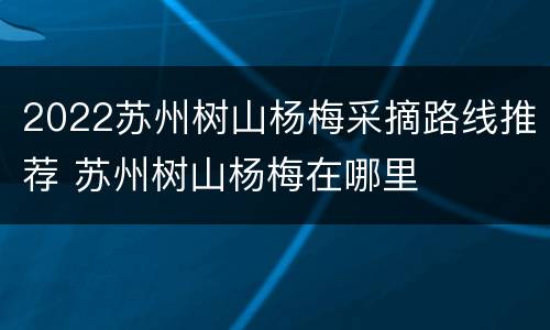 2022苏州树山杨梅采摘路线推荐 苏州树山杨梅在哪里