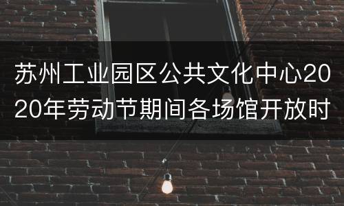 苏州工业园区公共文化中心2020年劳动节期间各场馆开放时间