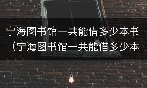 宁海图书馆一共能借多少本书（宁海图书馆一共能借多少本书籍）