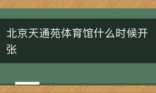 北京天通苑体育馆什么时候开张