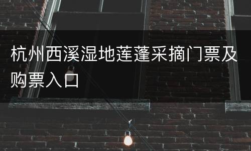 杭州西溪湿地莲蓬采摘门票及购票入口