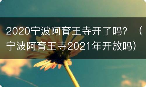 2020宁波阿育王寺开了吗？（宁波阿育王寺2021年开放吗）