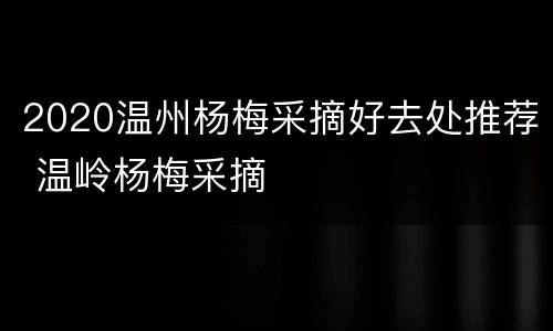 2020温州杨梅采摘好去处推荐 温岭杨梅采摘