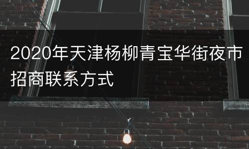 2020年天津杨柳青宝华街夜市招商联系方式