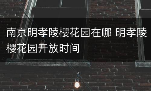 南京明孝陵樱花园在哪 明孝陵樱花园开放时间