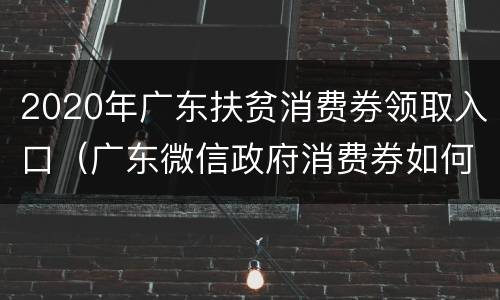 2020年广东扶贫消费券领取入口（广东微信政府消费券如何领取）