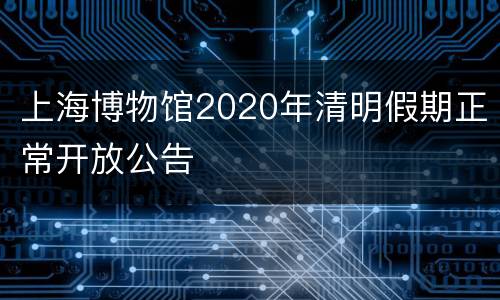 上海博物馆2020年清明假期正常开放公告
