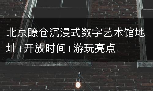 北京瞭仓沉浸式数字艺术馆地址+开放时间+游玩亮点