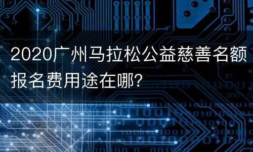 2020广州马拉松公益慈善名额报名费用途在哪？